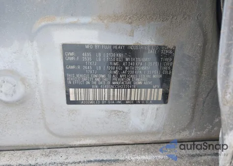 2017 Subaru Outback 2.5I Premium z USA, uszkodzony, nr VIN 4S4BSACC5H3320418